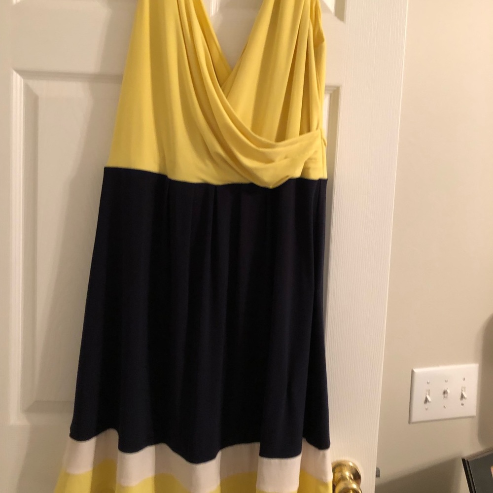 Yellow, Navy and White Dress